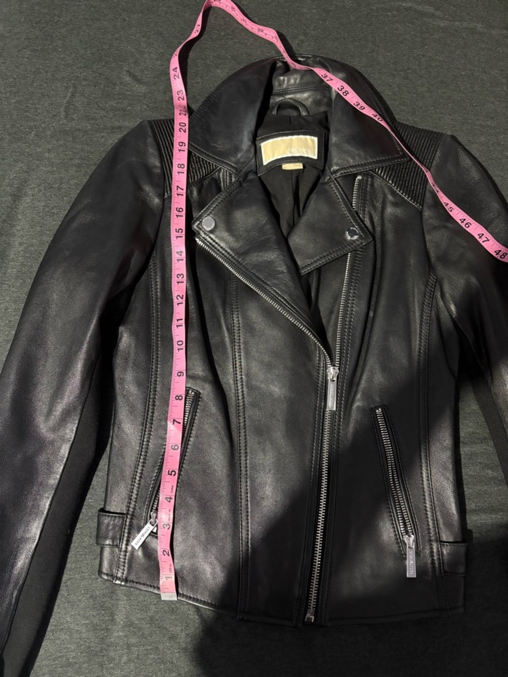 Michael Kors Blacked Leather Jacket - Picture 4 of 7